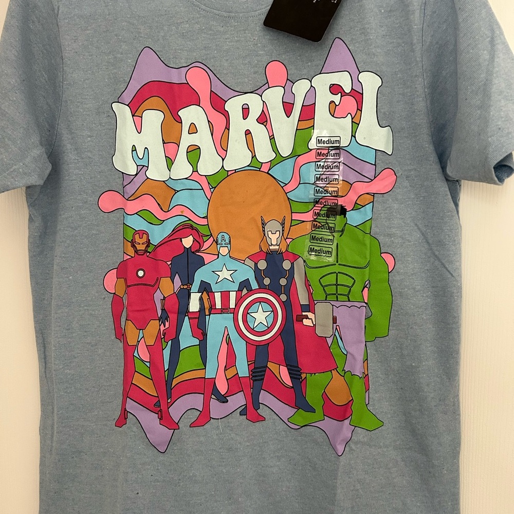 Marvel Blue Short Sleeve Tee with Iconic Graphic